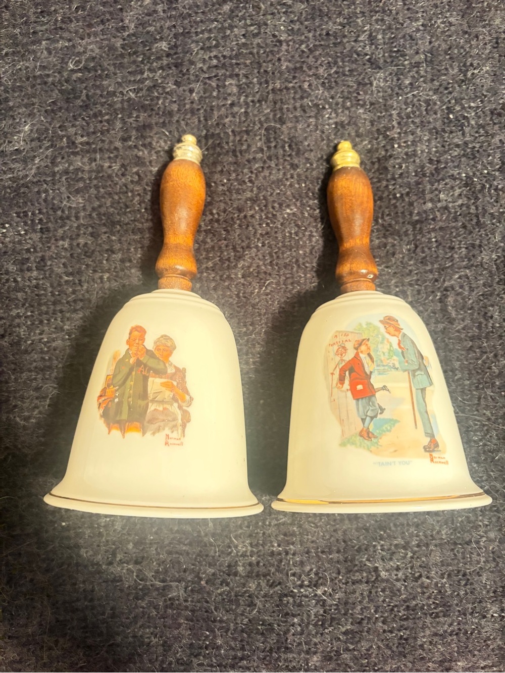 Vintage Norman Rockwell Porcelain Bells: Monarch China. + A GIFT 🎁